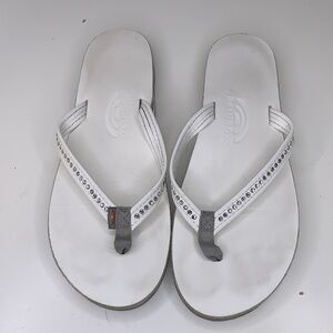 Rainbow White Sandals Swarovski crystals size 11